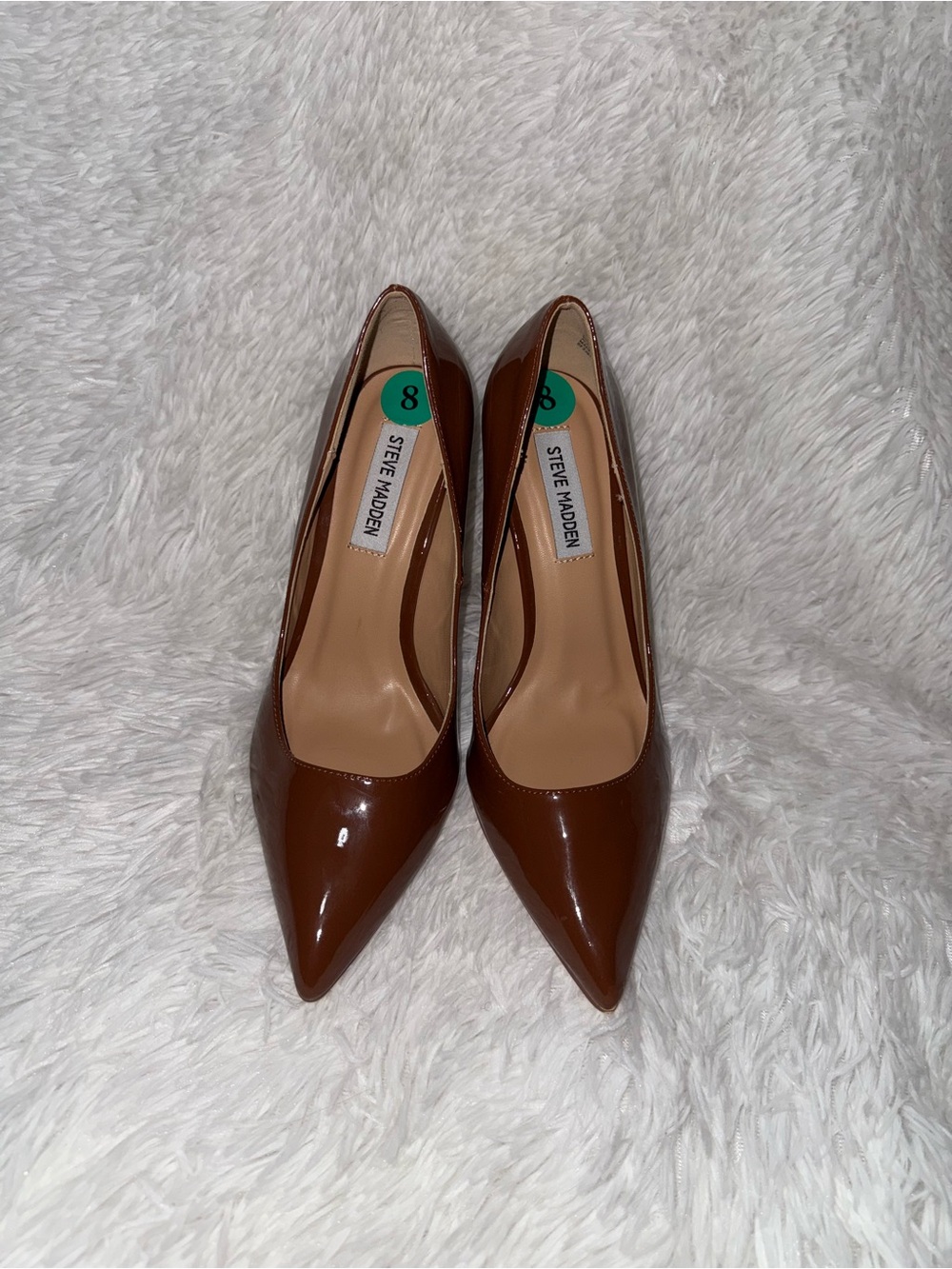 Steve Madden Glossy Brown Pointed-Toe Pumps